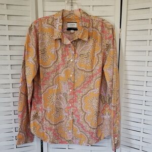 J. Crew Orange and Pink Casual Button Down Shirt Size 14